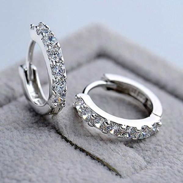 

hoop & huggie 1 pair fashion women paved crystal zircon round earrings simple fine jewelry gifts xin-, Golden;silver