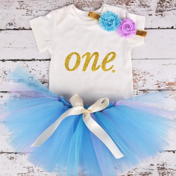 

clothing sets baby girl first birthday tutu outfit blue 1st party costume toddler po props cake smash, White
