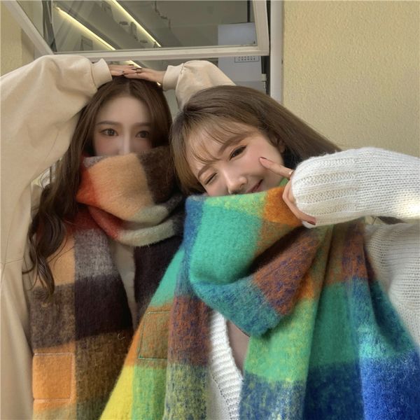 

vipscarves women autumn and winter new korean version versatile lovers ins fashion necklaces students contrast warm net red shawl, Blue;gray