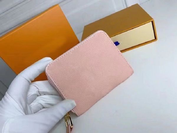 

new designer leather with box brand embossing wallet coin purse short wallet purses lady card holder classic mini zipper pocket, Red;black