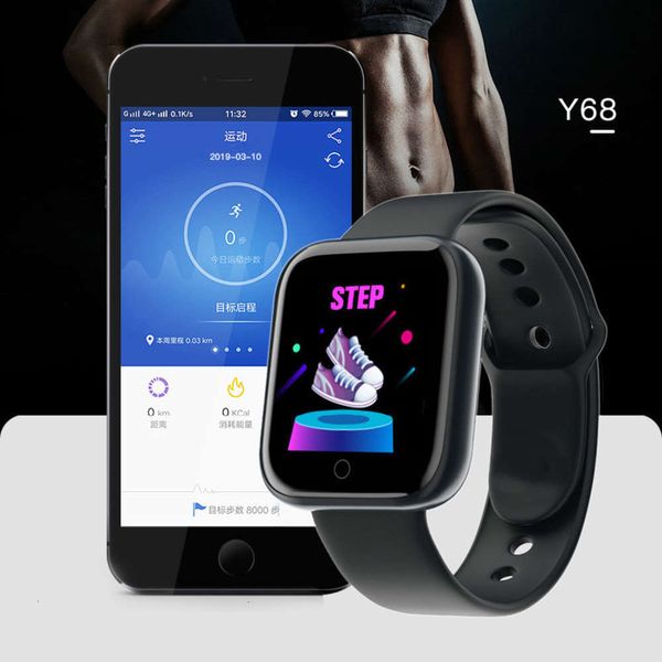 

men's intelligent waterproof sports watch, wristband with heart rate and blood prsure monitor, y68,jk