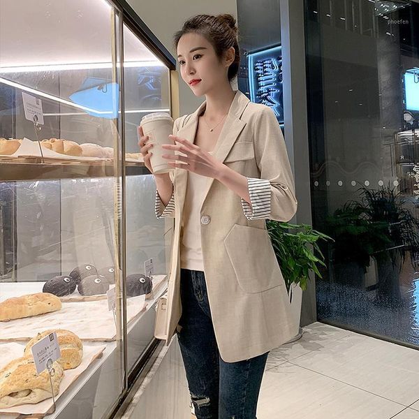 

fashion women's small suit jacket female spring and summer new long section chic ladies suit thin section casual women fall1, White;black