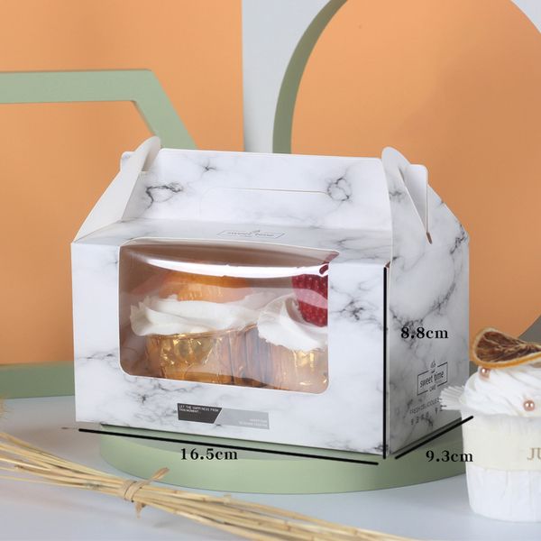 

eco-friendly material solid color little cake boxes printed white color cupcake packing paper boxes takeout paper bags