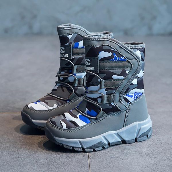 

boots dolakids winter girls fashion snow children waterproof keep warm fur mid-calf shoes rubber sole baby boy toddle shoe, Black;grey