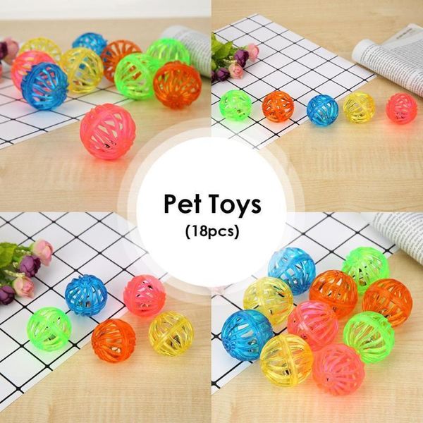 

plastic kitten 18pcs/lot cat toy hollow bell balls pet dog cat training sound toy for cat kitten puppy scratching toy