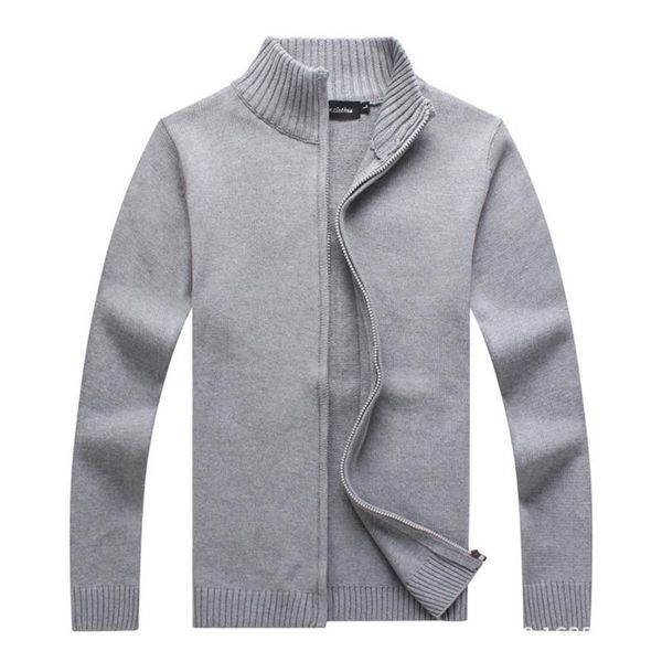 

men's sweaters autumn winter solid color knitted sweater jackets cardigan coats male clothing casual black zip up, White;black