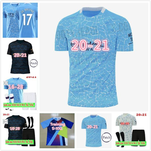 

новые 20 21 sterling de bruyne kun aguero manchester soccer jersey city 2020 2021 sane jesus футбол футболка мужчины + детские комплекты уст, Black;yellow