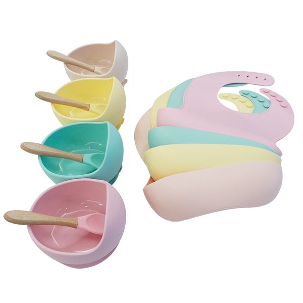 Baby Silicone Bow Bown Comparing Столовая посуда Ложки Пищевая Посуда Детские блюда Присоска для фиксации BPA Кормление Ужин Bowl LJ201110