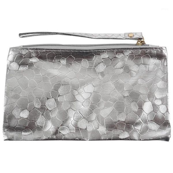 

ljl-new ladies clutch purse pouch small zipped bag metallic, silver1, Red;black