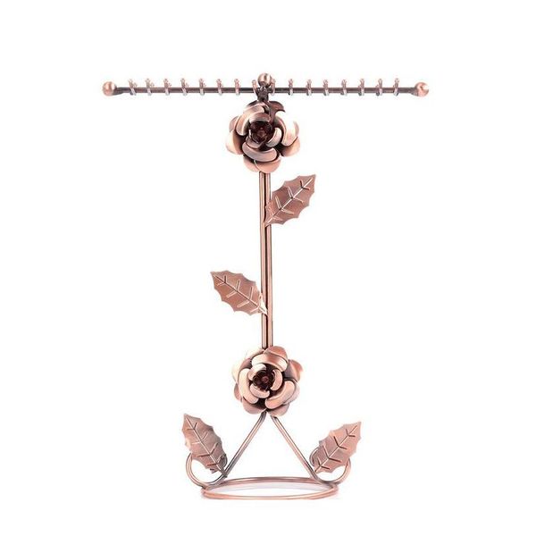 

iron rose pendant necklace holder rack sweater chain jewelry display stand store decoration wedding gift 6hwlm, Slivery;golden