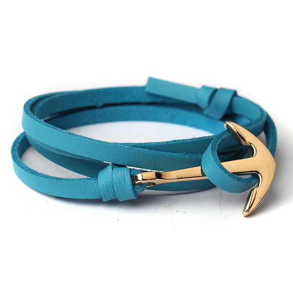 

handmade men rope bracelet leather for women anchor charm jewelry male gift wholesale price sl099, Golden;silver