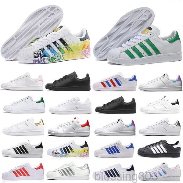 

2019 new designer 80's superstar shoes fashion brand men women leather men women classic flats casual shoes hkrr