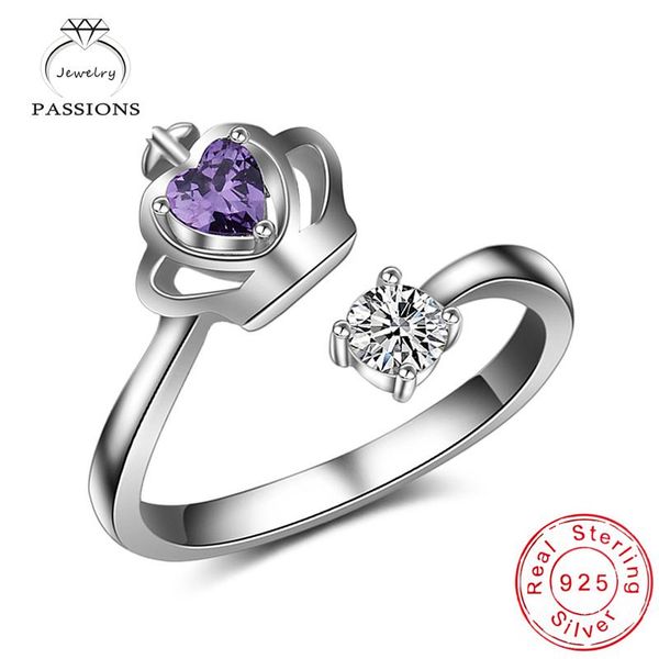 

cluster rings wholesale fashion 925 sterling silver open wide resizable rhinestone love heart for women engagement wedding, Golden;silver