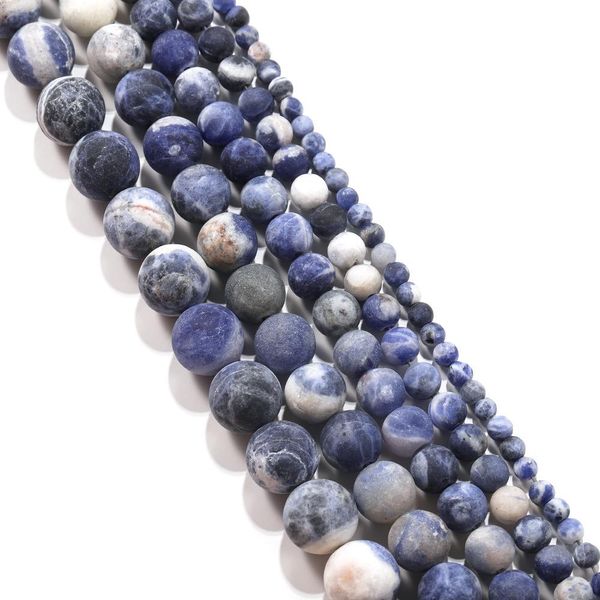 

1strand lot 4 6 8 10mm frosted matte old blue sodalite stone round loose spacer beads for bracelet jewelry makings supplies h bbyevw