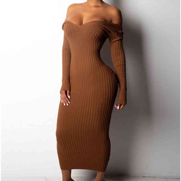 

autumn winter knitted long sleeved dress women slim warm off shoulder dress solid striped pullover sweater street wear, Black;gray