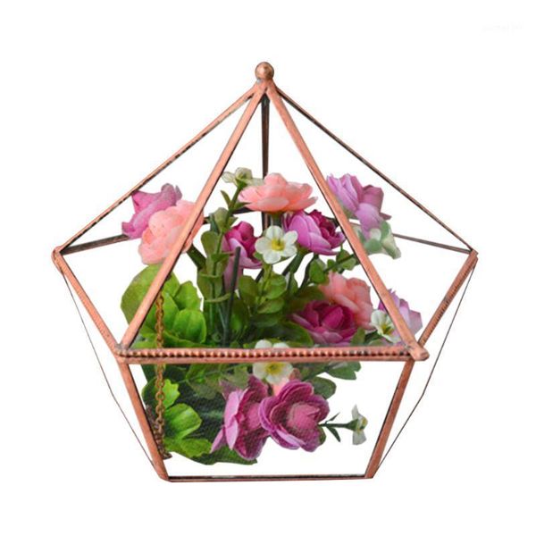 

storage holder flower box glass brass micro landscape jewelry display desktransparent ornament florist gift geometric1