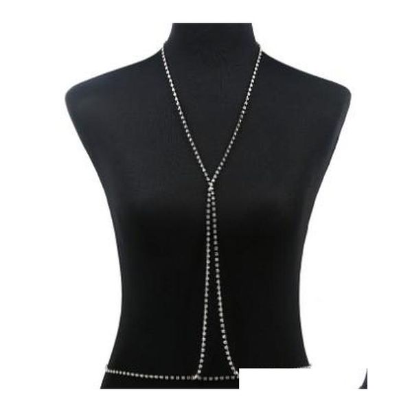 

womens bralette chain fully rhinestone harness fashion jewelry bra body chain jllbvn dh_garden, Silver