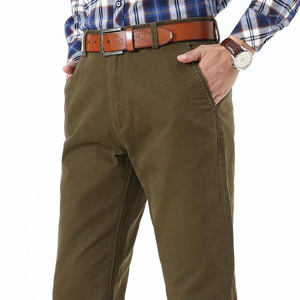 

icpans casual pants men plus size 40 42 black army khaki loose cotton straight pants men casual trousers classic1