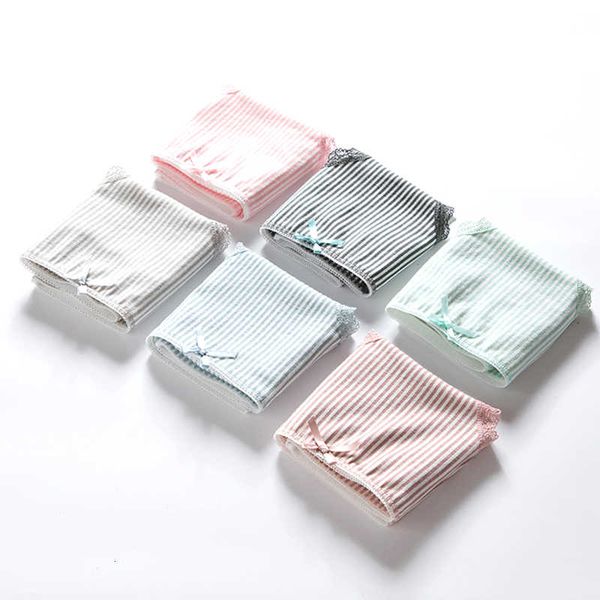 

women's panties cotton fashion female striped bow briefs for girls cute breathable underwear lace mid waist lingeries new, Black;pink
