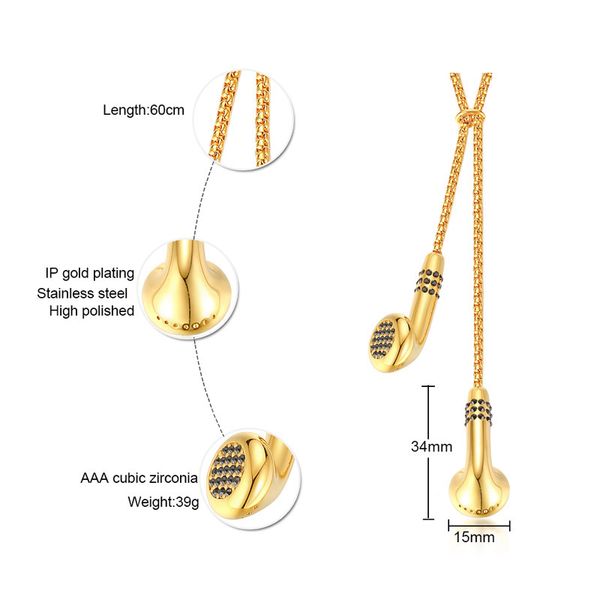 

qwc che11 stainless steel necklace sell single 36mm musical instruments gift women jewelry q1209, Bronze;silver