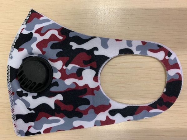

factory silk camouflage ice with cotton valve anti-dust mouth mask washable reusable camo face designer masks 10st pw655