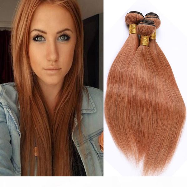

medium auburn human hair bundles 300gram silky straight peruvian auburn human hair weave extensions #30 light brown virgin hair wefts 10-30, Black