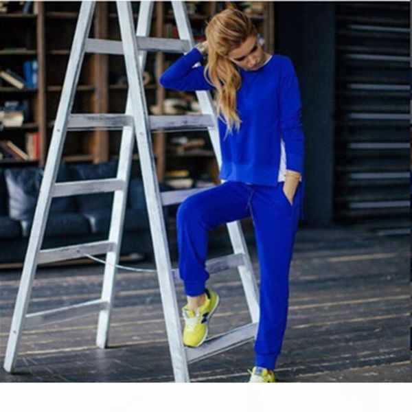 

2017 ladies outfit tracksuits women cotton hoodies sweatshirt + long pants suit sportwear costumes pant set 2 piece suits, Gray