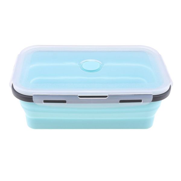 

800 мл портативный прямоугольный силиконовый масштабируемый складной складной ланч-коробка bento с силиконовой герметизирующей вилкой для 40