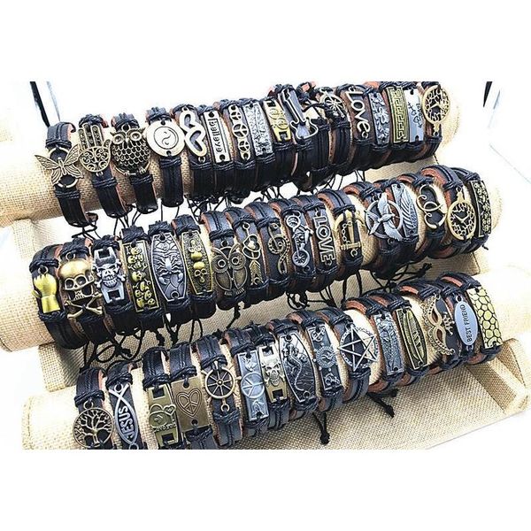 

200pcs/lot mix style metal leather cuff charm bracelets for men's women's jewelry party gifts ba wmthln lihuibusiness, Golden;silver