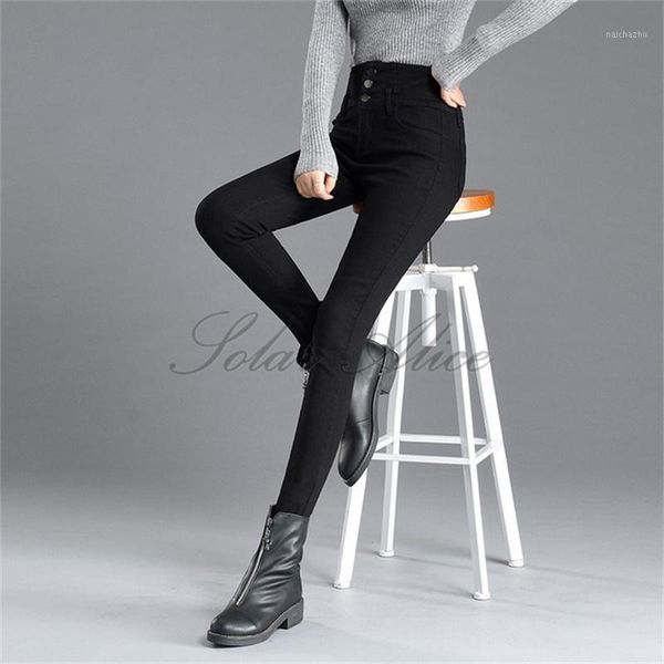 

2020 autumn and winter women's new high-waisted small feet jeans tight-fitting slim and tall pencil casual pants1, Blue