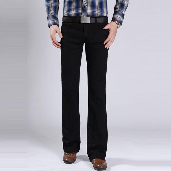 

men's jeans spring and autumn flared korean style stretch slim fit black, Blue