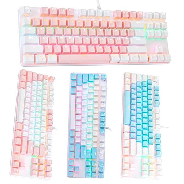 

k100 87 keys usb backlight green shaft office home gaming mechanical keyboard