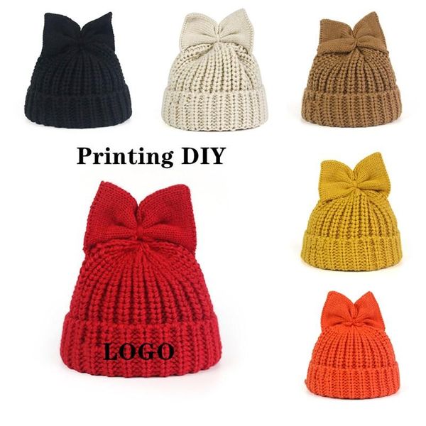 

beanie/skull caps beanies winter hats for woman custom logo cap bowknot wool blended soft hat cute warm ladies casual knitted 2021, Blue;gray