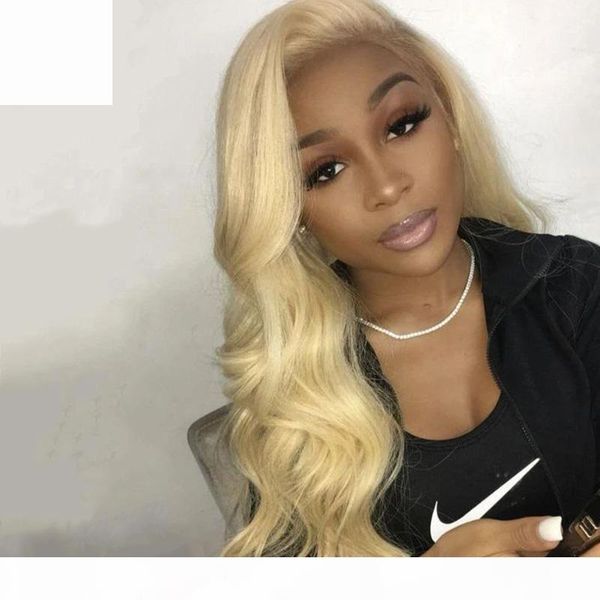 

#613 blonde body wave remy brazilian human hair full lace wigs 100% glueless lace front wigs with baby hair 9a brazilian wigs, Black;brown