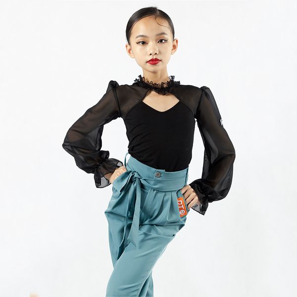 

latin dance girls designer clothes long sleeve salsa costume tango dance outfit ballroom pratice wear tap dancewear jl2557, Black;red
