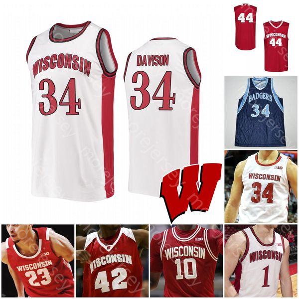 

custom wisconsin badgers basketball jersey ncaa college aleem ford d'mitrik trice brevin pritzl walt mcgrory hedstrom potter finley har, Black;red