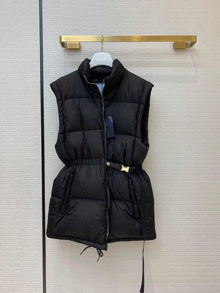 

2021 women's coat black mid-length ladies down jacket with detachable sleeves waistcoat vest zipper down jacket with more wear m