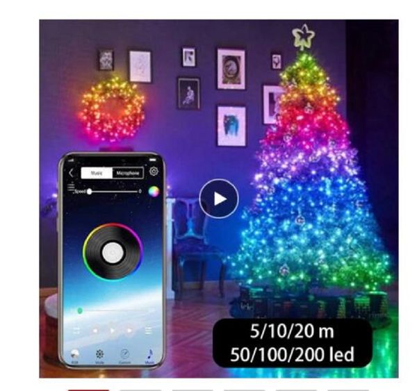 

usb led string light bluetooth app control string lights lamp waterproof outdoor fairy lights for christmas tree decoration