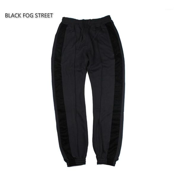 

lengthened section sweatpants men occident retro hip hop trousers side zipper hit color casual pants1, Black