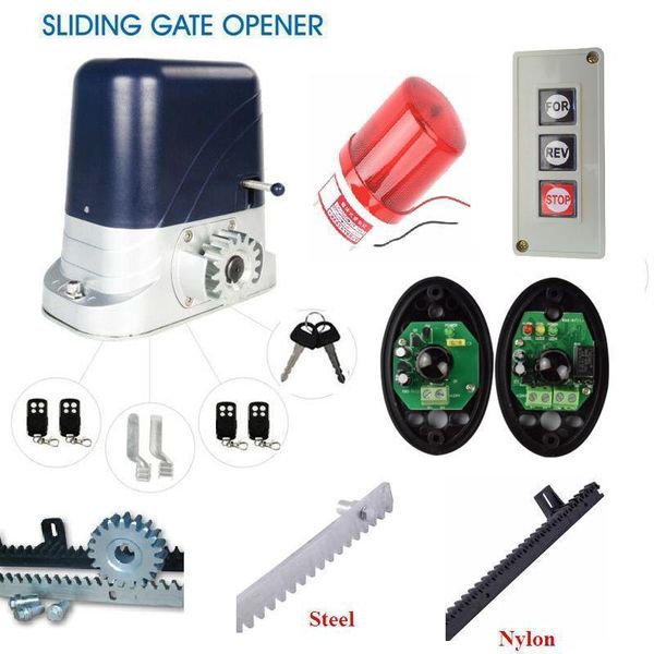 

home automation 6m racks 4 remote controls electric sliding gate motors 800kg 1800lbs with strobe push button gate pcell