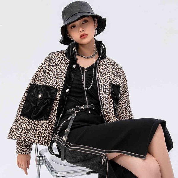 

women's down & parkas tuogu chao brand women's clothing winter european leopard print coat minority design sense down jacket saq1, Black