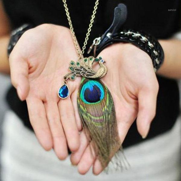 

bohemia phoenix sweater korean fully-jewelled peacock necklace1, Silver