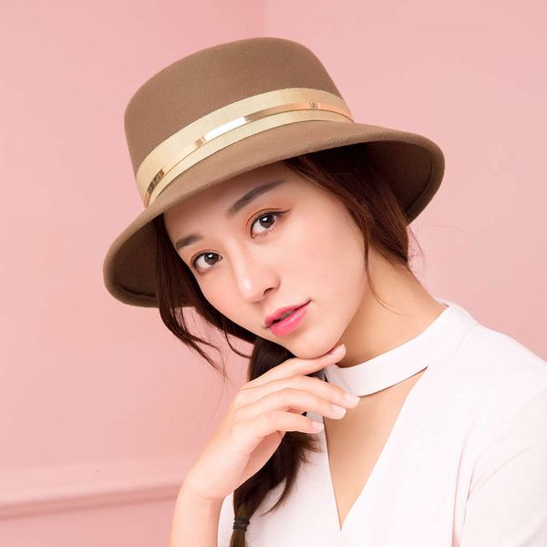 

linglong clothing autumn and winter new korean woolen basin hat lady hepburn style black fisherman hat, Blue;gray