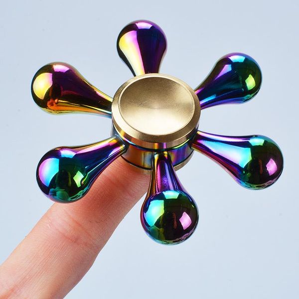 

multicolor fidget spinner metal alloy smooth hand spinner office anxiety relief stress flower gyro tri spinner toy for kid h wmttrm