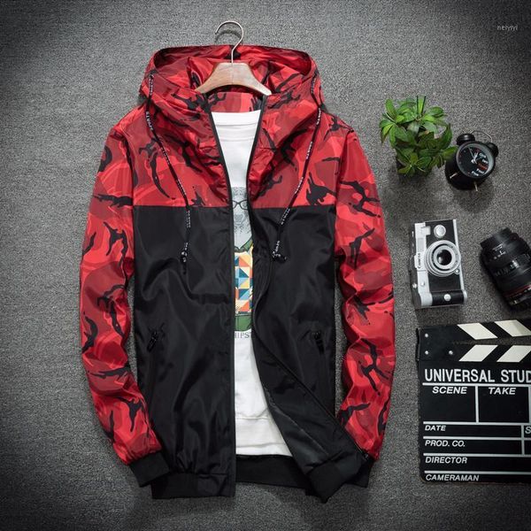 

men's jackets 2021 spring and autumn mens casual fashion camouflage hooded jacket men trend coat cool windbreaker m-5xl1, Black;brown