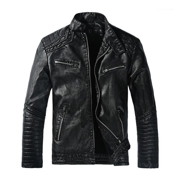 

men's fur & faux 2021 winter jacket men's plus velvet keep warm motorcycle large size man leather l-3xl1, Black