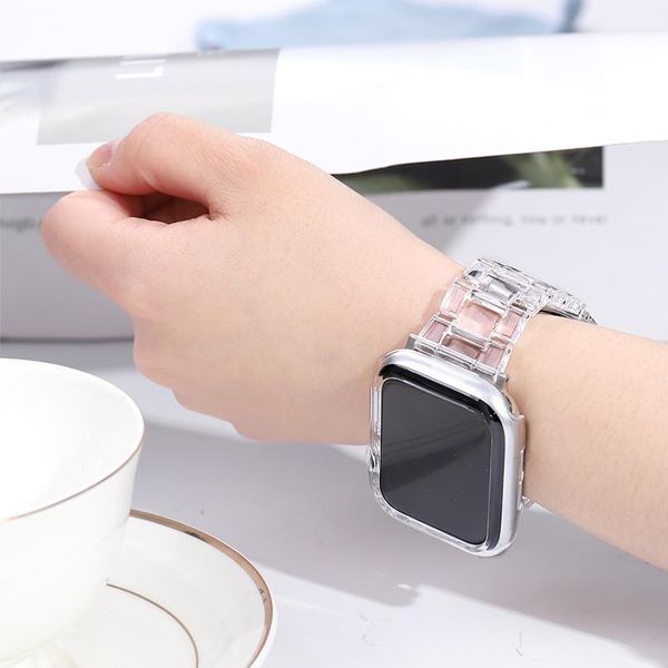 

strap+case for watch band series 6 se 54 321 transparent for iwatch bracelet 38mm 40mm 42mm 44mm watchband jllacx, Black;brown