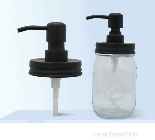 

black mason jar soap dispenser with rust proof stainless steel pump for kitchen and bathroom- no jars owf1082