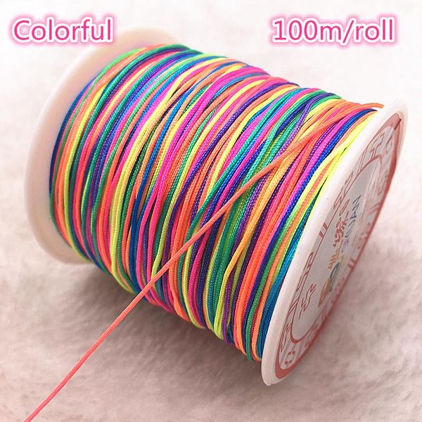 

100m roll 0,8 мм красочный нейлоновый шнур резьба китайский узел macrame bracet braded ling diy tassels tastsels threade h jlltuq