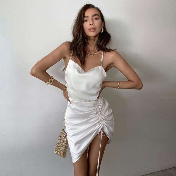 

women's back summer open 2020 new suspender pleated dress, Black;gray